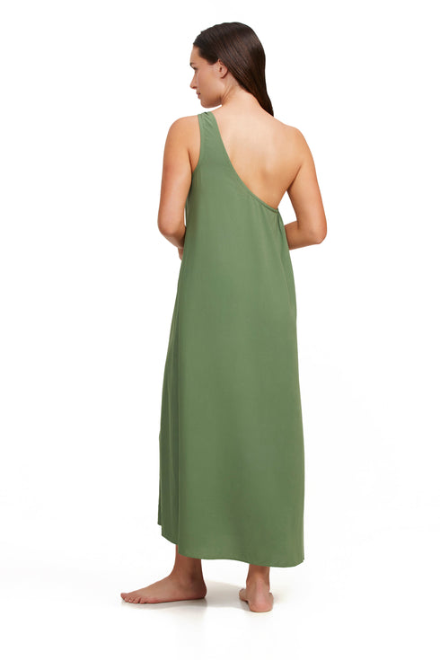 Gottex Luma One Shoulder Sarong Style Maxi Dress
